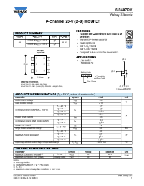 SI3407DV Datasheet PDF Vishay Semiconductors