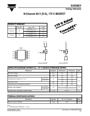 SI4559EY Datasheet PDF Vishay Semiconductors