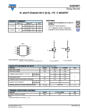 SI4559EY-T1-GE3 Datasheet PDF Vishay Semiconductors