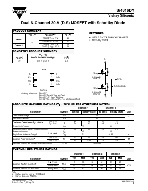 SI4816DY-T1 Datasheet PDF Vishay Semiconductors