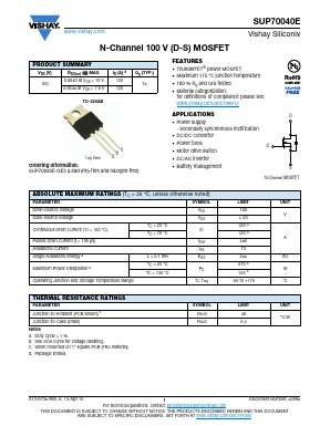 SUP70040E Datasheet PDF Vishay Semiconductors