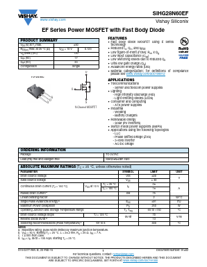SIHG28N60EF Datasheet PDF Vishay Semiconductors