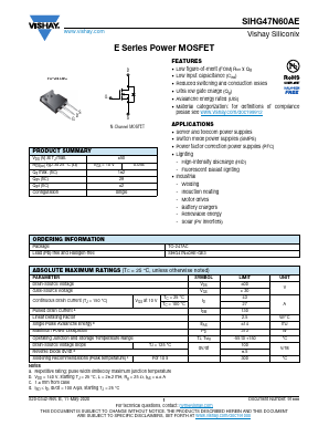 SIHG47N60AE Datasheet PDF Vishay Semiconductors