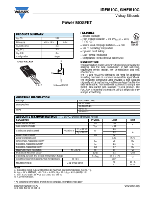 SIHFI510G-E3 Datasheet PDF Vishay Semiconductors