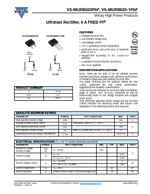 MURB820-1TRLPBF Datasheet PDF Vishay Semiconductors