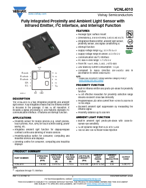 VCNL4010-GS18 Datasheet PDF Vishay Semiconductors