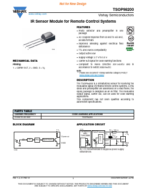 TSOP98200 Datasheet PDF Vishay Semiconductors