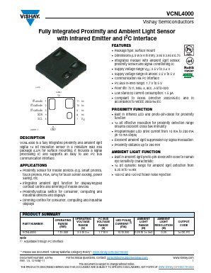VCNL4000 Datasheet PDF Vishay Semiconductors