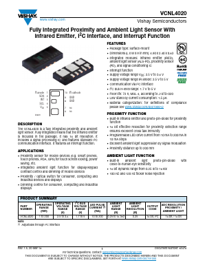 VCNL4020-GS08 Datasheet PDF Vishay Semiconductors