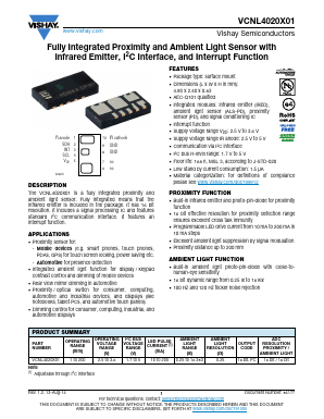 VCNL4020X01-GS18 Datasheet PDF Vishay Semiconductors