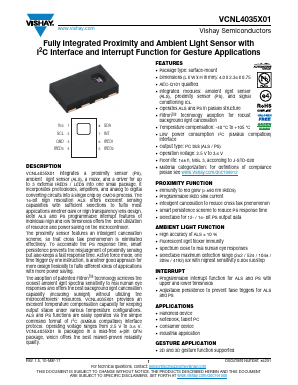 VCNL4035X01-GS18 Datasheet PDF Vishay Semiconductors