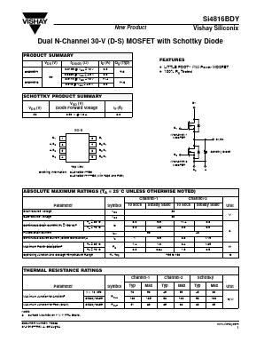 SI4816BDY Datasheet PDF Vishay Semiconductors