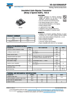 VS-GA100NA60UP Datasheet PDF Vishay Semiconductors