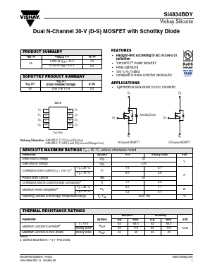 SI4834BDY Datasheet PDF Vishay Semiconductors