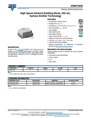 VSMY3850-GS18 Datasheet PDF Vishay Semiconductors
