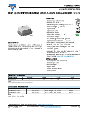 VSMB3940X01-GS18 Datasheet PDF Vishay Semiconductors