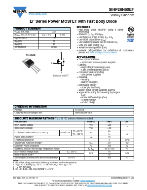 SIHP28N60EF Datasheet PDF Vishay Semiconductors