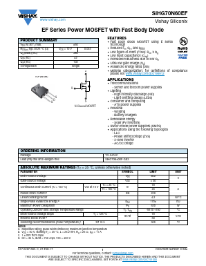 SIHG70N60EF Datasheet PDF Vishay Semiconductors