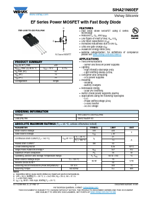 SIHA21N60EF Datasheet PDF Vishay Semiconductors