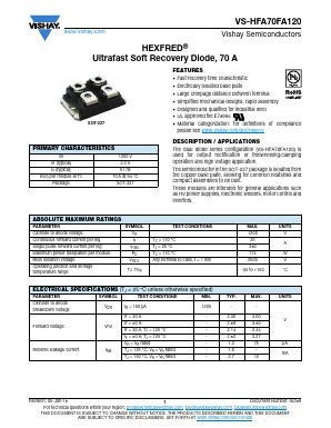 VS-HFA70FA120 Datasheet PDF Vishay Semiconductors