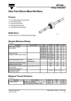 BYV28 Datasheet PDF Vishay Semiconductors