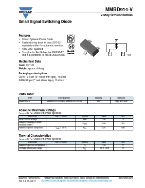 MMBD914-V Datasheet PDF Vishay Semiconductors