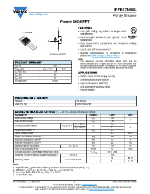 IRFB17N50LPBF Datasheet PDF Vishay Semiconductors