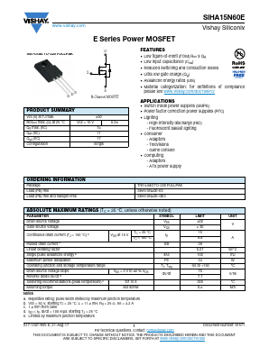 SIHA15N60E-GE3 Datasheet PDF Vishay Semiconductors