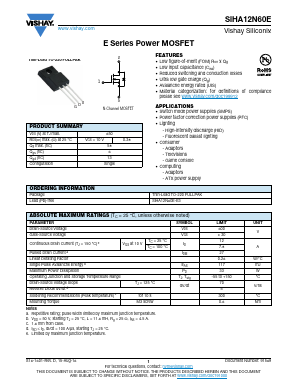 SIHA12N60E Datasheet PDF Vishay Semiconductors