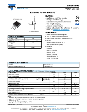 SIHB6N80E Datasheet PDF Vishay Semiconductors