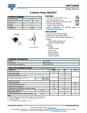 SIHP12N60E Datasheet PDF Vishay Semiconductors