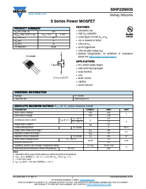 SIHP22N60S Datasheet PDF Vishay Semiconductors