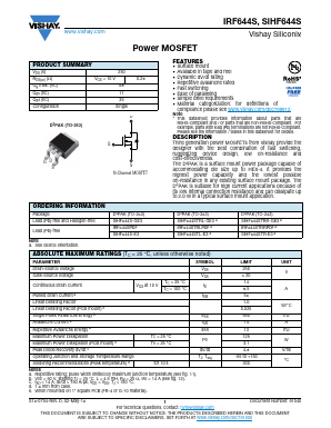 IRF644S Datasheet PDF Vishay Semiconductors