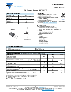 SIHG22N60EL Datasheet PDF Vishay Semiconductors