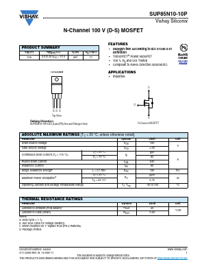 SUP85N10-10P Datasheet PDF Vishay Semiconductors