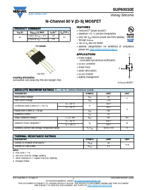 SUP60030E Datasheet PDF Vishay Semiconductors