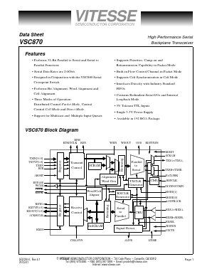 VSC870TX Datasheet PDF Vitesse Semiconductor