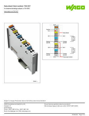 750-557 Datasheet PDF WAGO Kontakttechnik GmbH & Co. KG