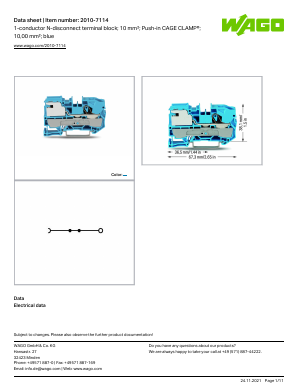 2010-7114 Datasheet PDF WAGO Kontakttechnik GmbH & Co. KG