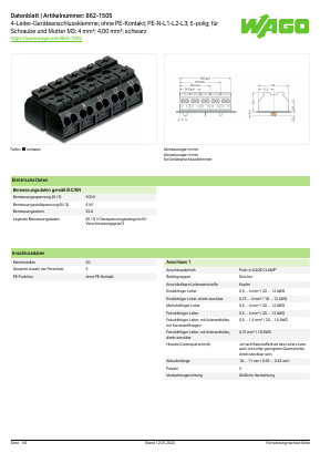 862-1505 Datasheet PDF WAGO Kontakttechnik GmbH & Co. KG