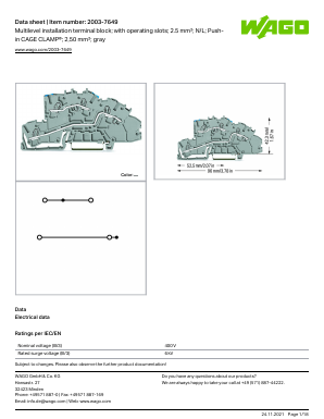 2003-7649 Datasheet PDF WAGO Kontakttechnik GmbH & Co. KG