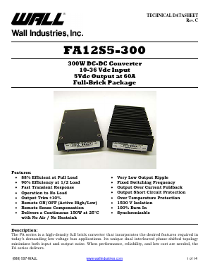 FA12S5-300_ Datasheet PDF Wall Industries,Inc.