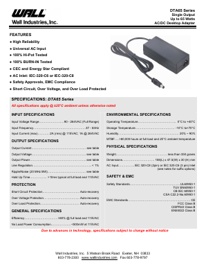 DTA65 Datasheet PDF Wall Industries,Inc.