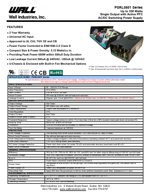 PSRL0501X-12 Datasheet PDF Wall Industries,Inc.