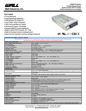 PSSP-75-12 Datasheet PDF Wall Industries,Inc.