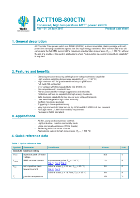 ACTT10B-800CTN Datasheet PDF WeEn Semiconductors