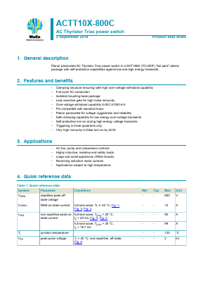 ACTT10X-800C Datasheet PDF WeEn Semiconductors