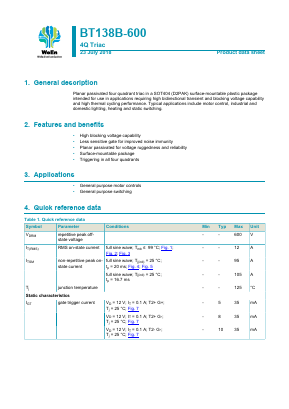 BT138B-600 Datasheet PDF WeEn Semiconductors