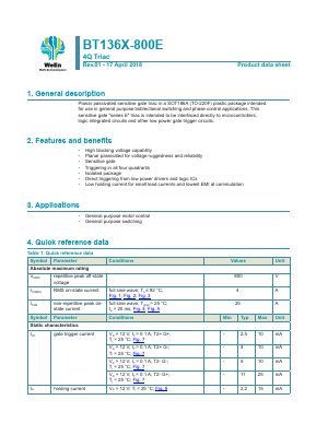 BT136X-800E Datasheet PDF WeEn Semiconductors