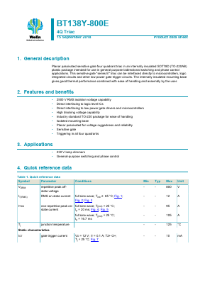 BT138Y-800E Datasheet PDF WeEn Semiconductors